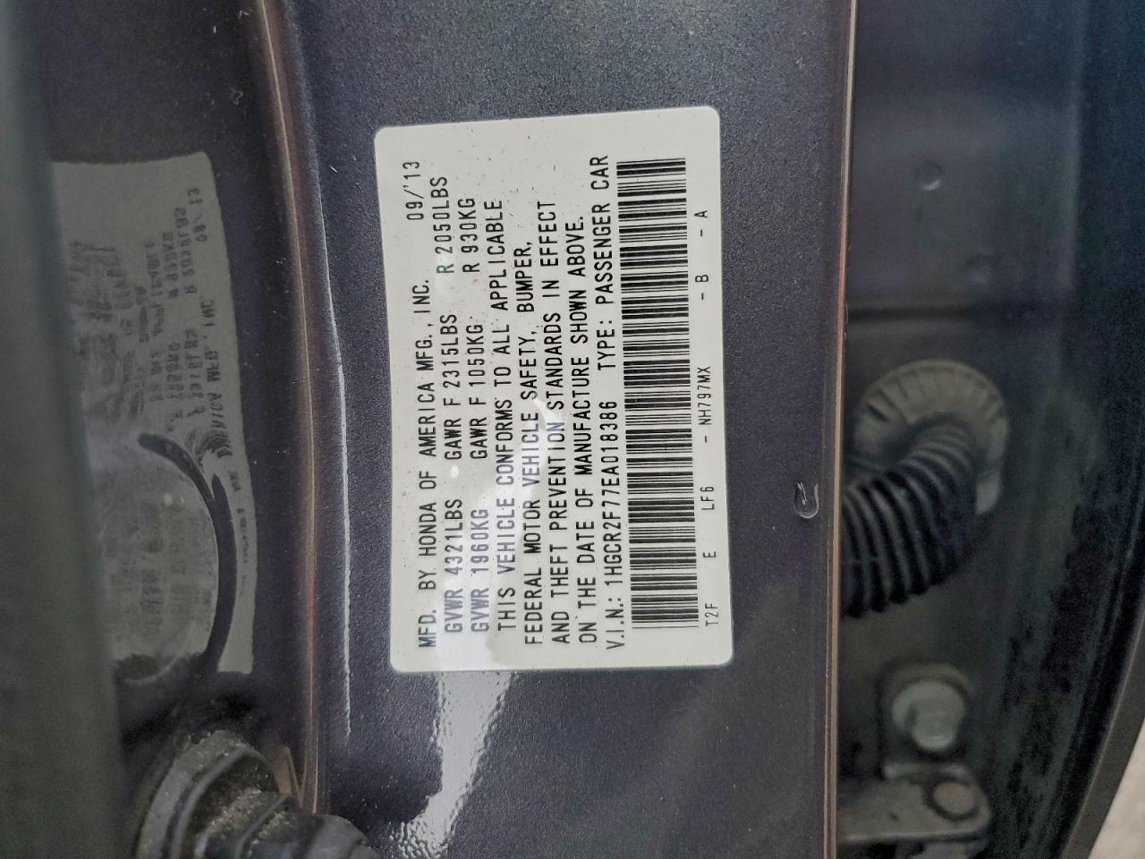 2014 HONDA ACCORD EX photo 12