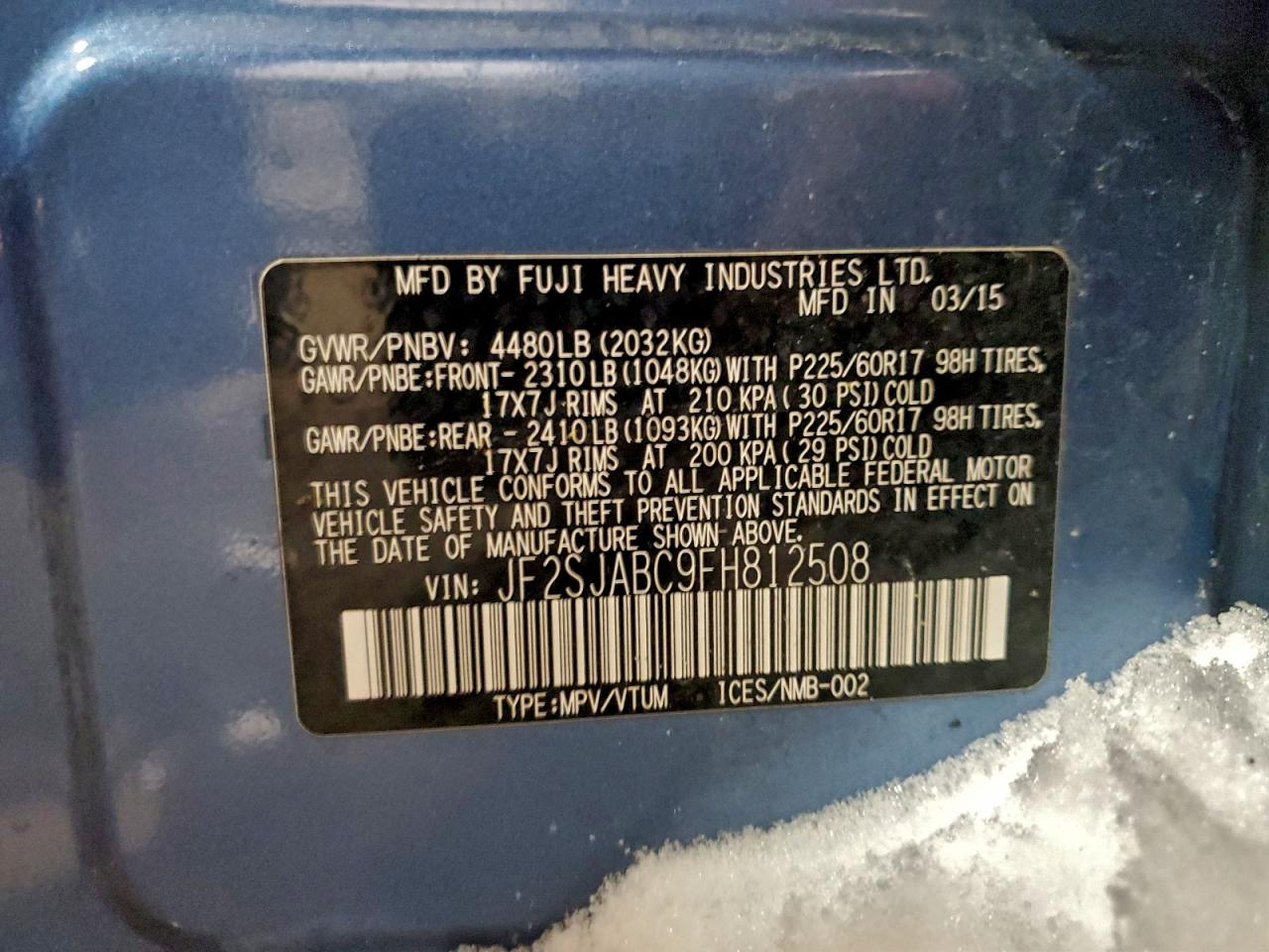 2015 SUBARU FORESTER 2.5I photo 12