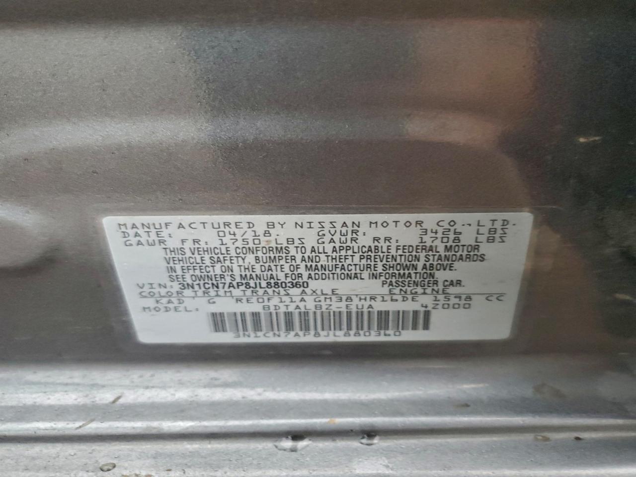 2018 NISSAN VERSA S photo 23