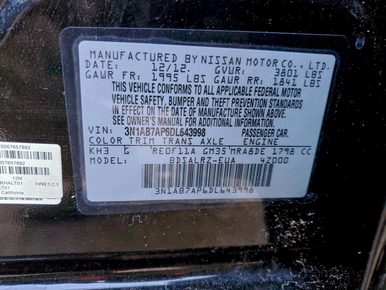 2013 NISSAN SENTRA S photo 23