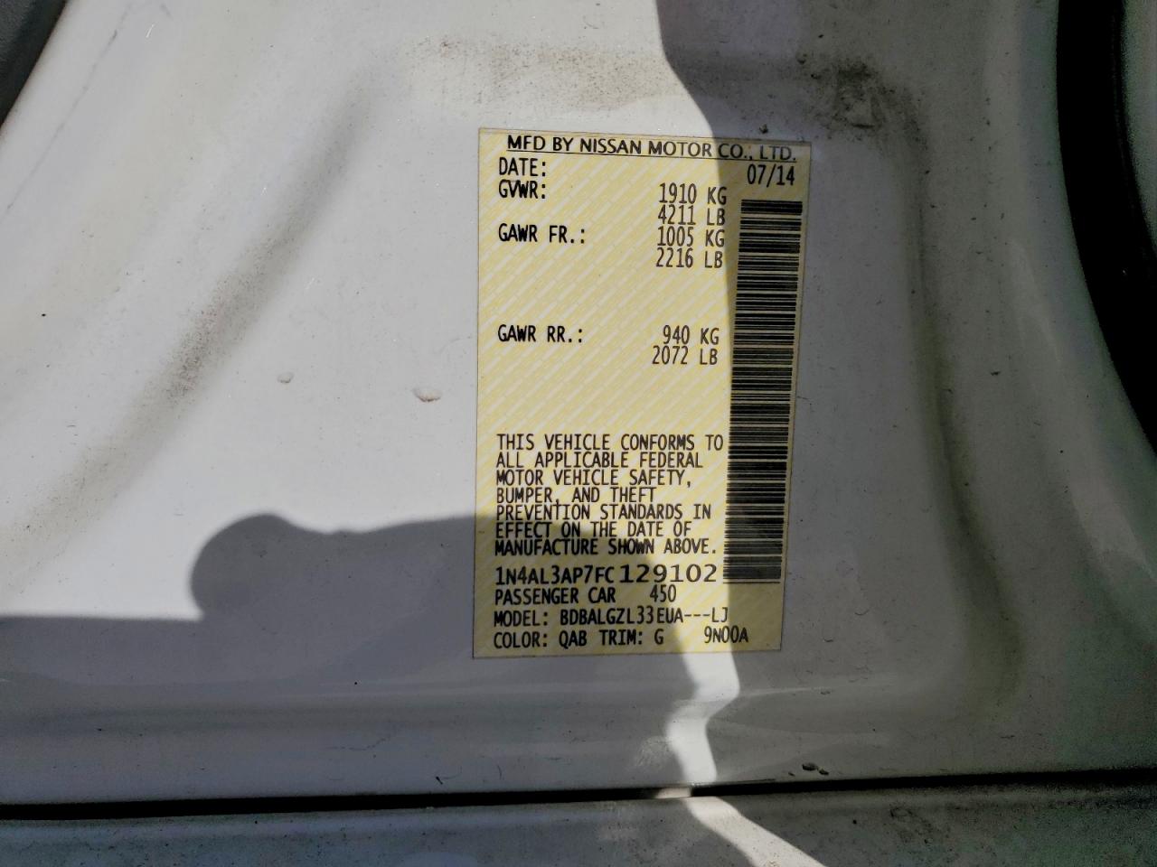2015 NISSAN ALTIMA 2.5 photo 23