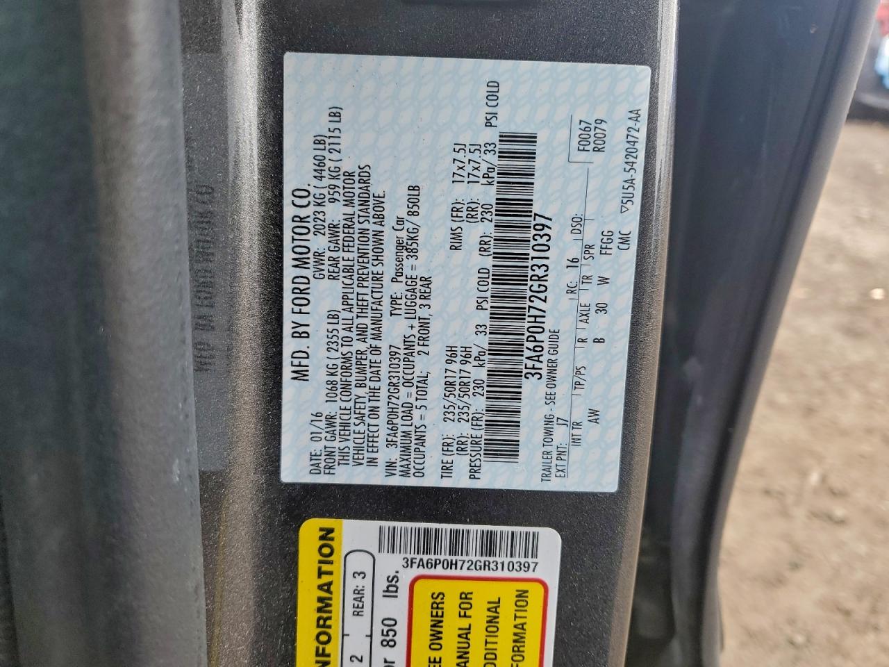 2016 FORD FUSION SE photo 12