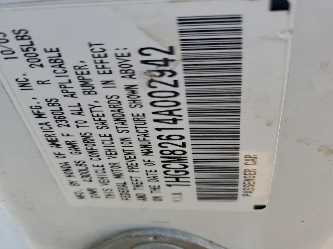 2004 HONDA ACCORD EX photo 12