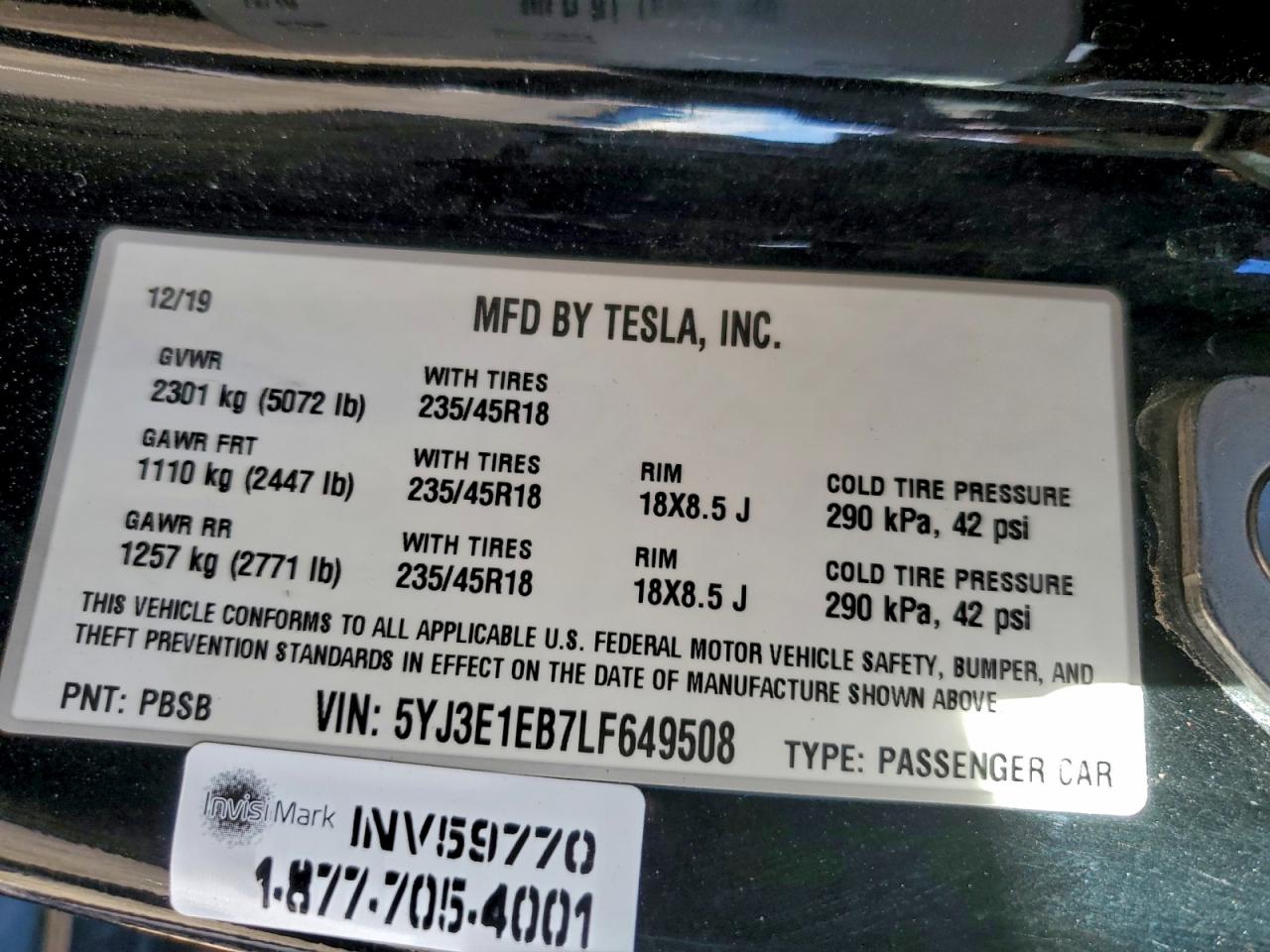 2020 TESLA MODEL 3 photo 34