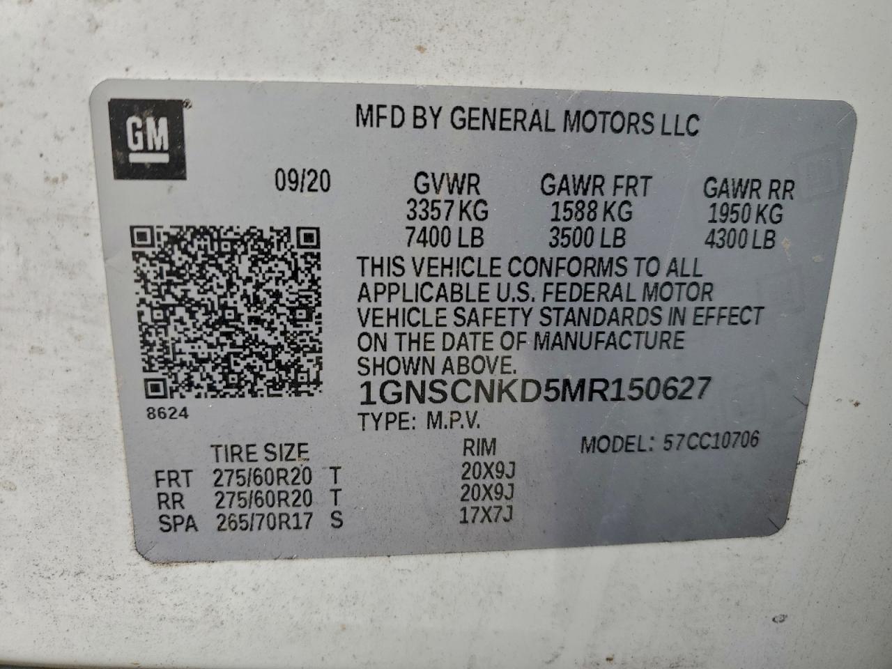 2021 CHEVROLET TAHOE C1500 LT photo 14