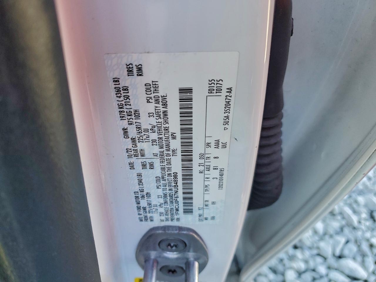 2022 FORD ESCAPE S photo 13