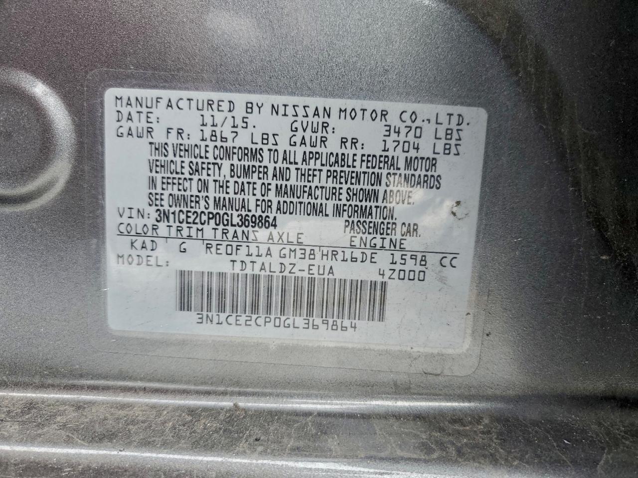 2016 NISSAN VERSA NOTE S photo 23