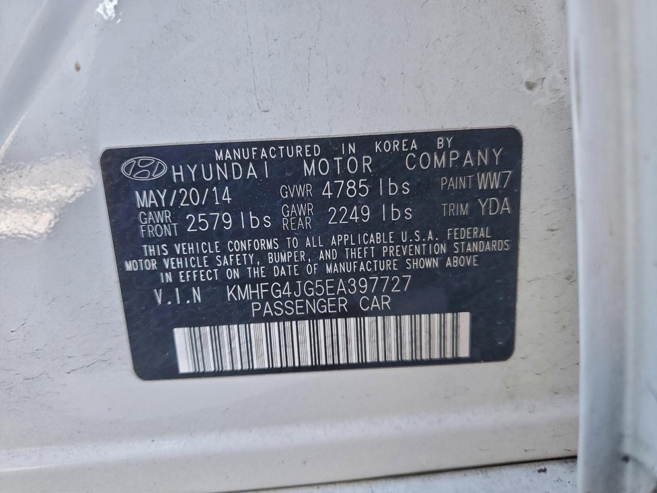 2014 HYUNDAI AZERA photo 23