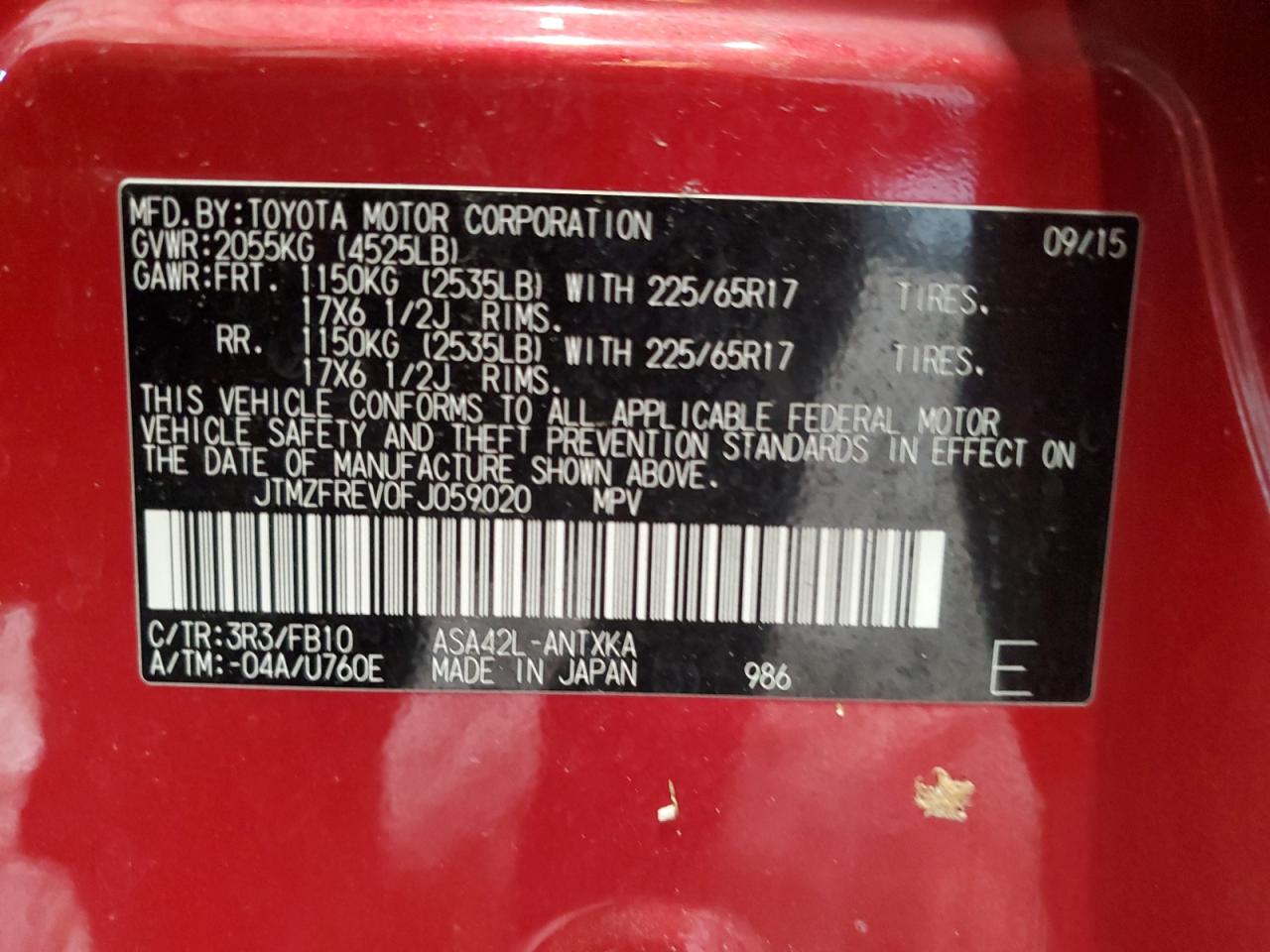 2015 TOYOTA RAV4 LE photo 12