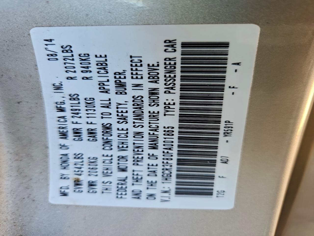2015 HONDA ACCORD EXL photo 34