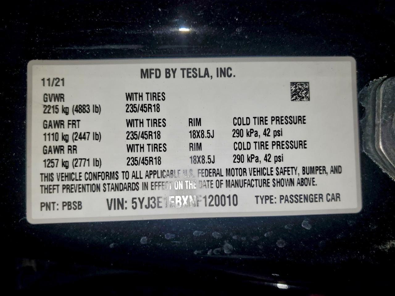 2022 TESLA MODEL 3 photo 13