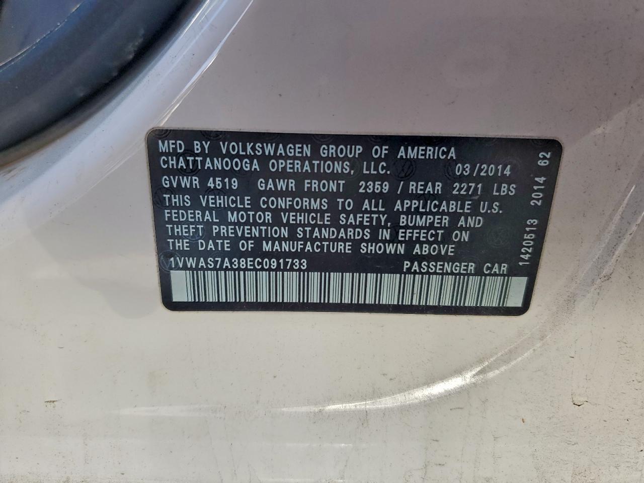 2014 VOLKSWAGEN PASSAT S photo 12