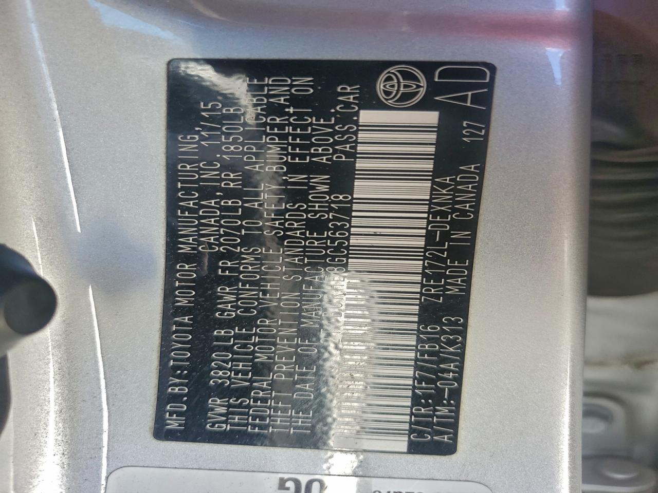 2016 TOYOTA COROLLA L photo 37