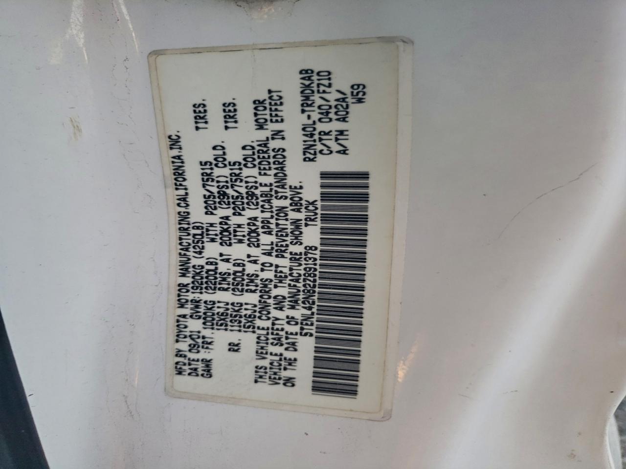 2002 TOYOTA TACOMA photo 12
