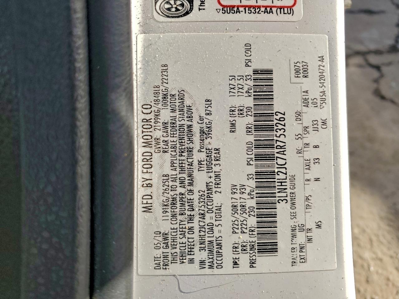2010 LINCOLN MKZ photo 12