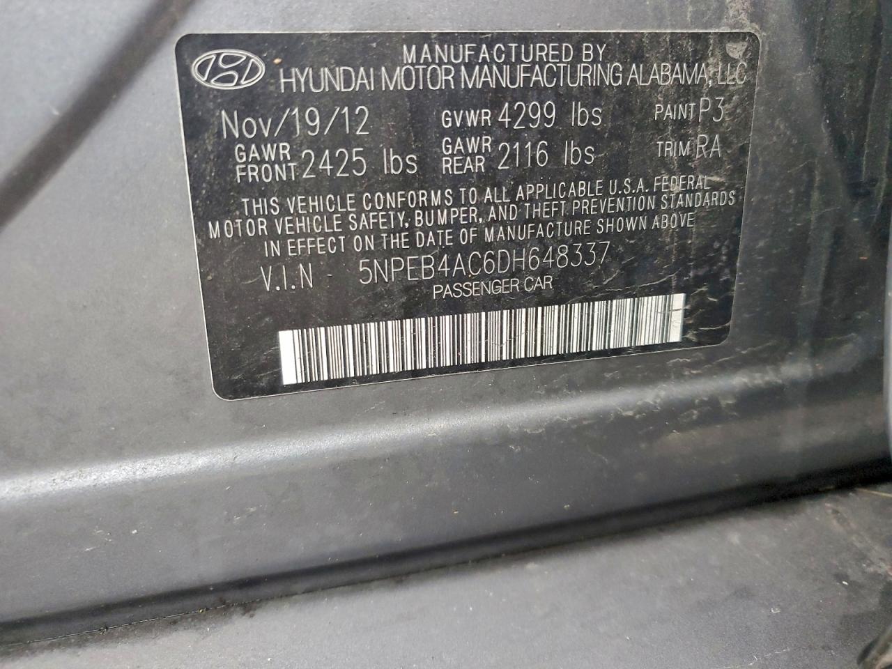 2013 HYUNDAI SONATA GLS photo 12