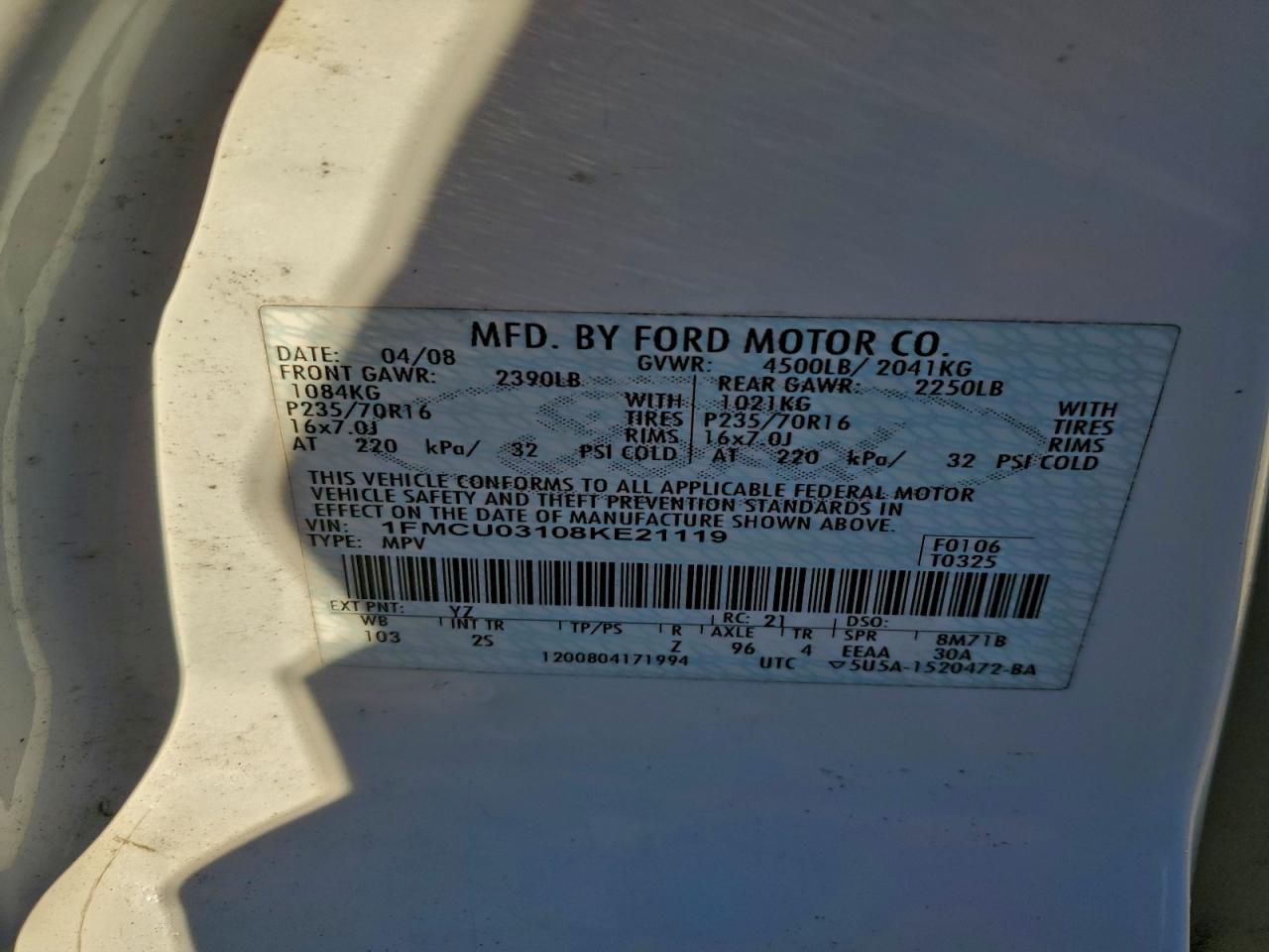 2008 FORD ESCAPE XLT photo 48
