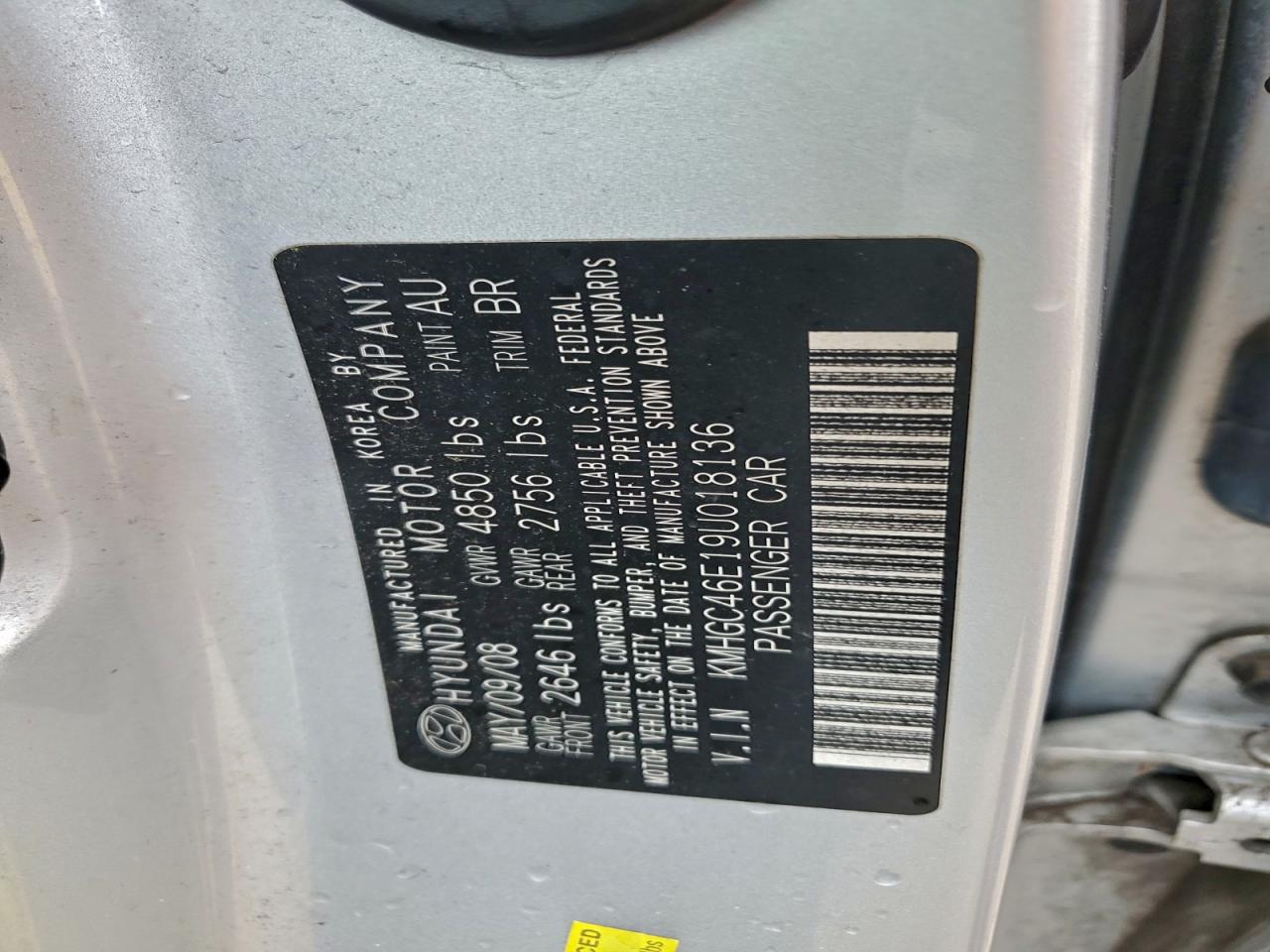 2009 HYUNDAI GENESIS 3.8L photo 13