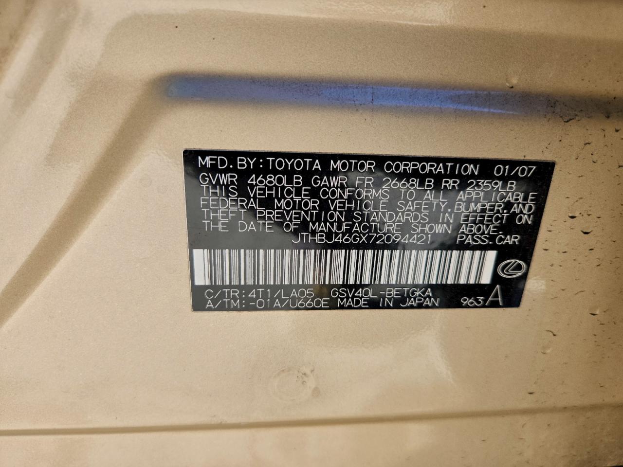 2007 LEXUS ES 350 photo 34