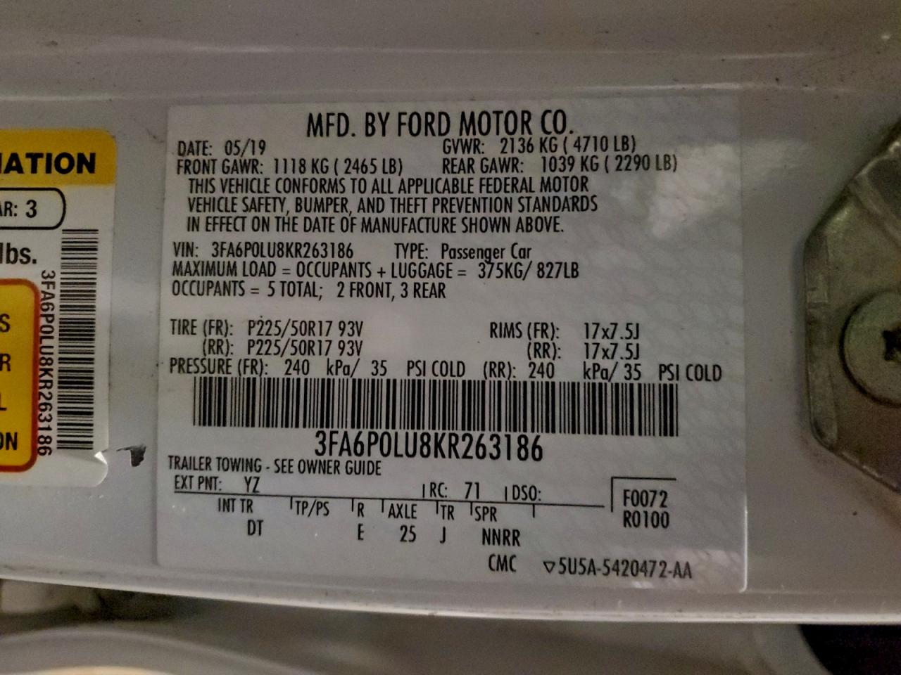 2019 FORD FUSION SE photo 25