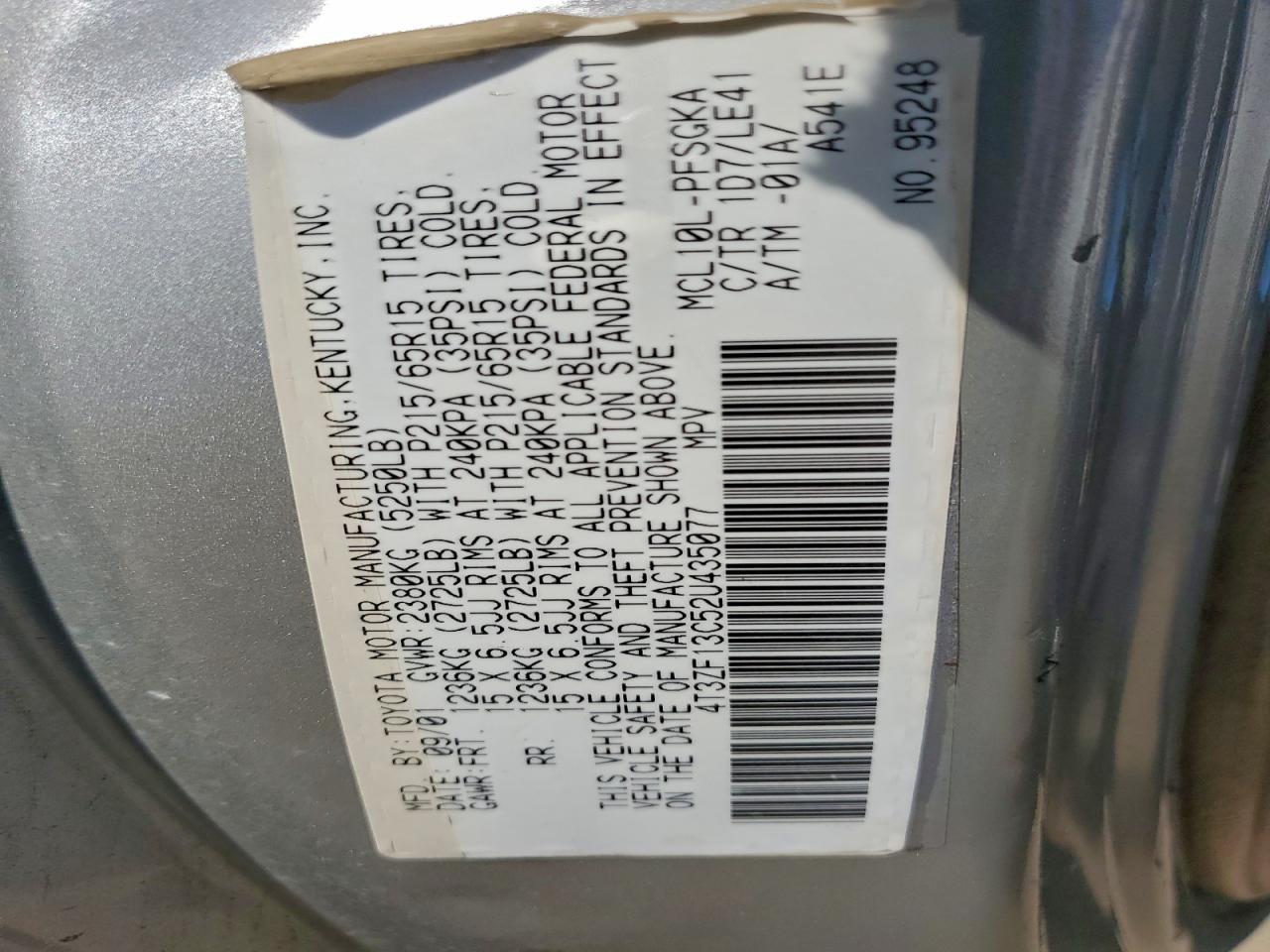 2002 TOYOTA SIENNA LE photo 14