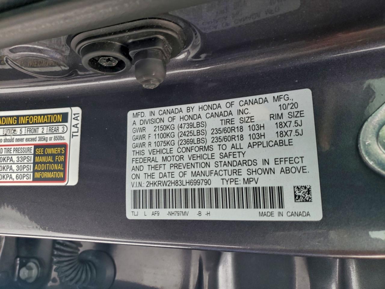 2020 HONDA CR-V EXL photo 13