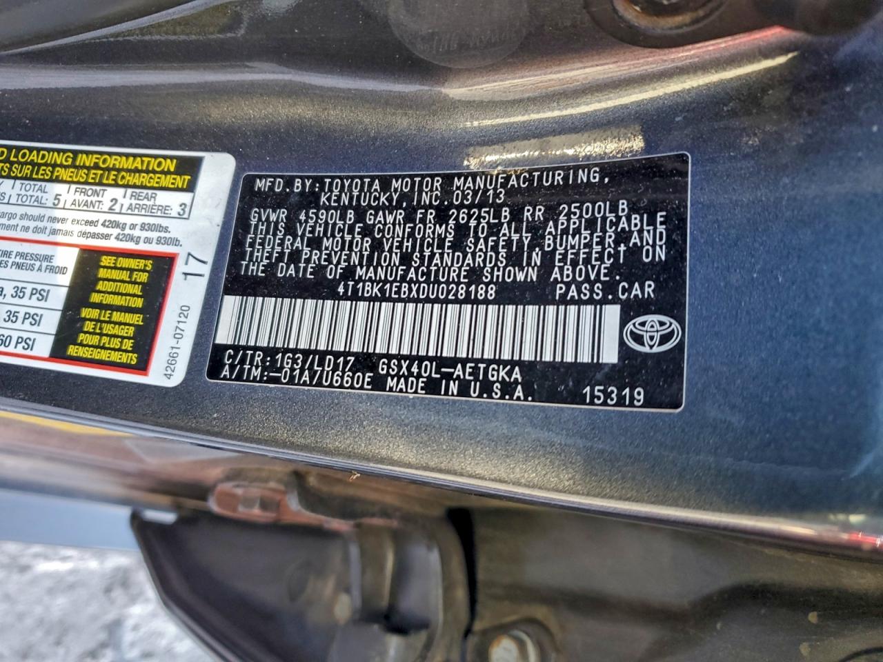2013 TOYOTA AVALON BASE photo 12