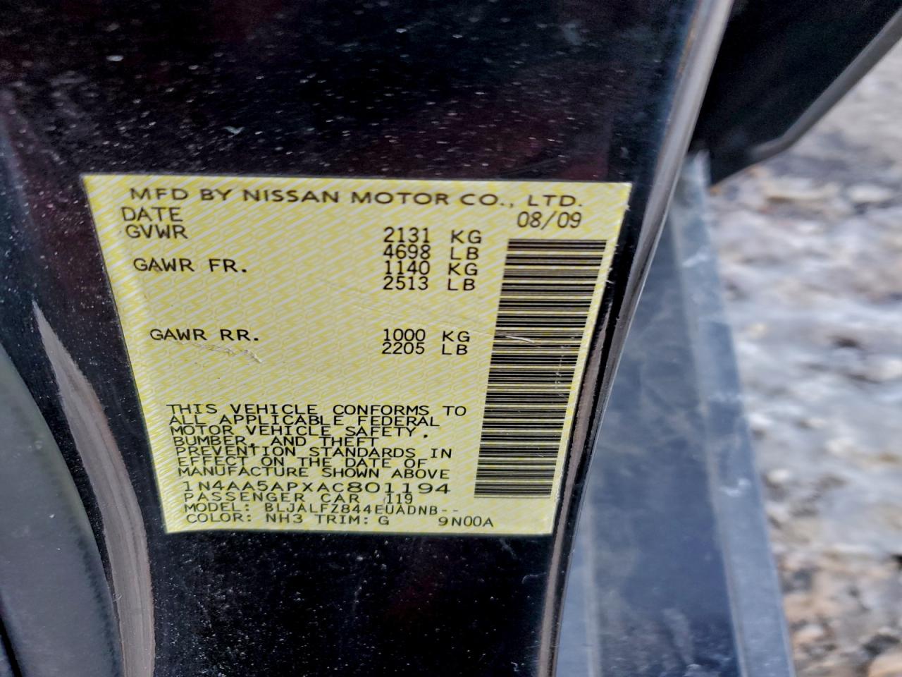 2010 NISSAN MAXIMA S photo 12