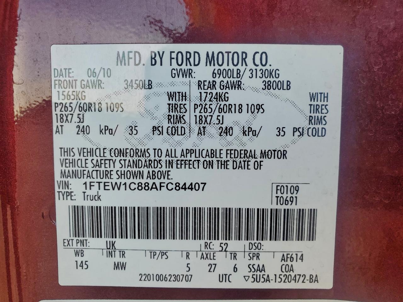 2010 FORD F150 SUPERCREW photo 23