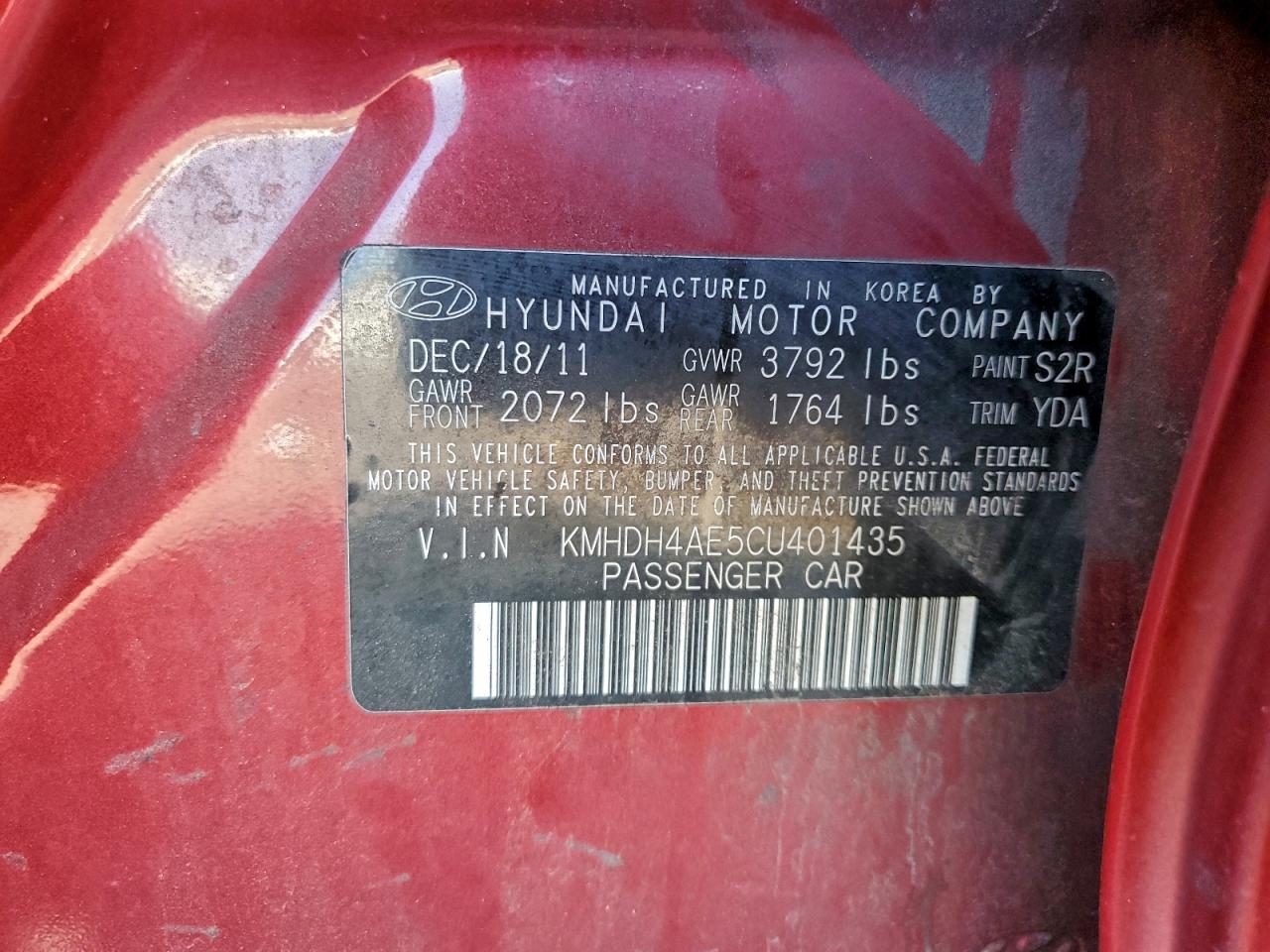 2012 HYUNDAI ELANTRA GLS photo 25