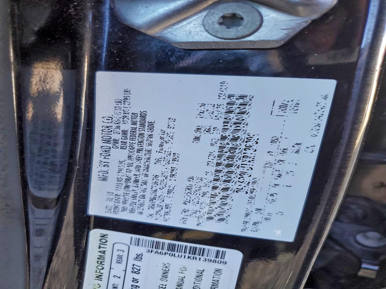 2019 FORD FUSION SE photo 34
