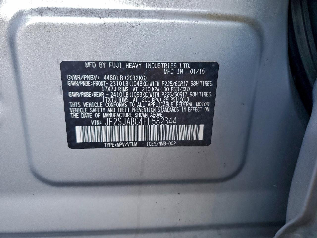 2015 SUBARU FORESTER 2.5I photo 23