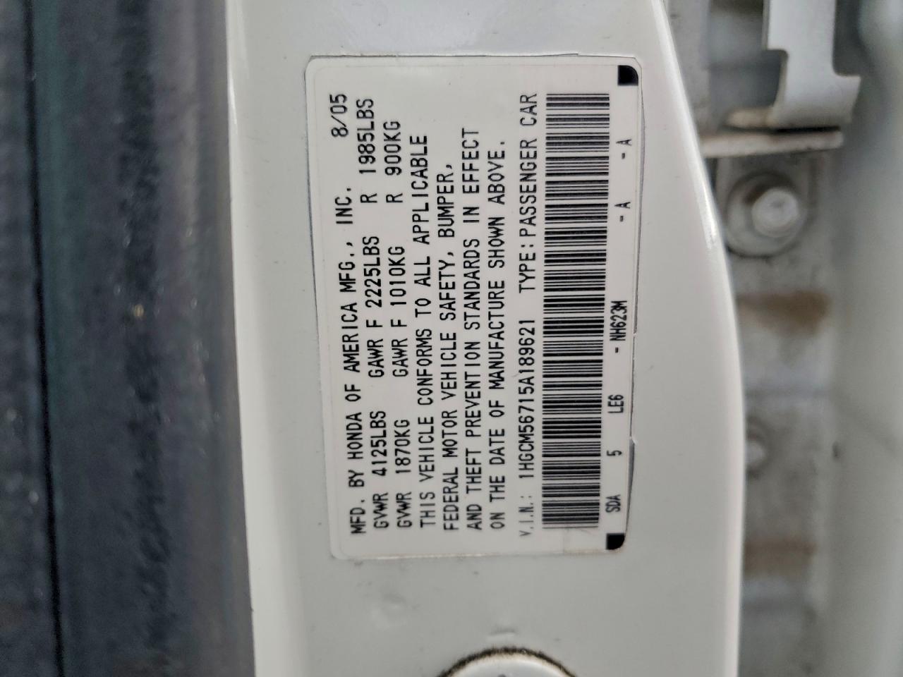 2005 HONDA ACCORD EX photo 12