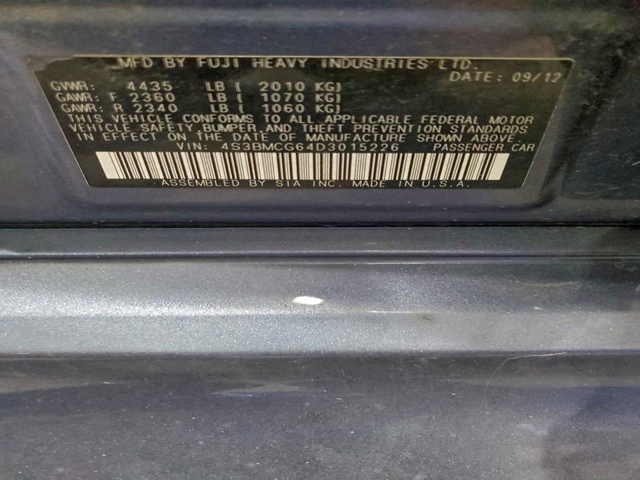 2013 SUBARU LEGACY 2.5I PREMIUM photo 12