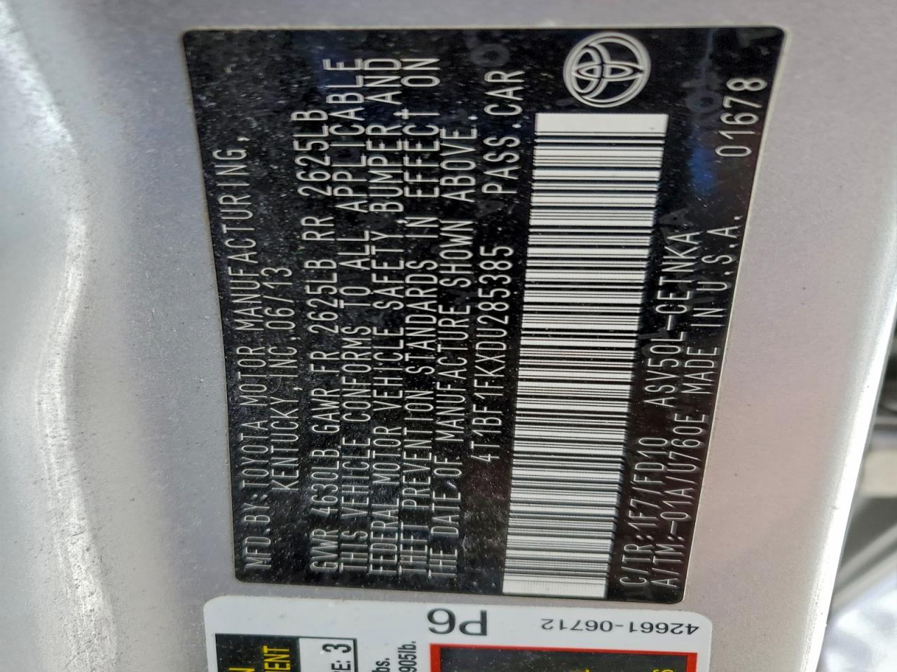 2013 TOYOTA CAMRY L photo 37