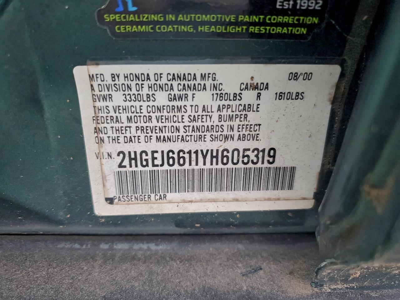 2000 HONDA CIVIC BASE photo 12