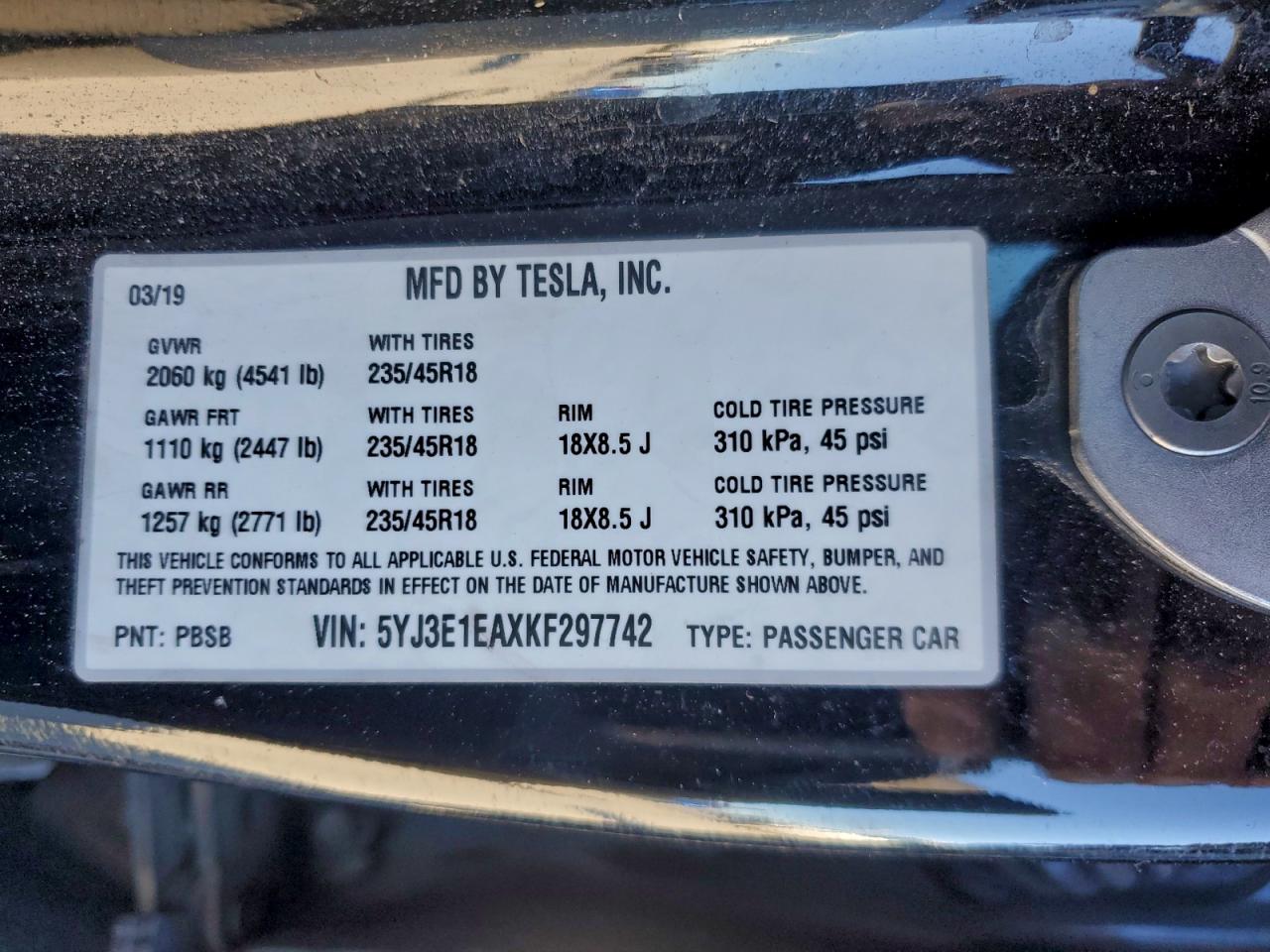 2019 TESLA MODEL 3 photo 25