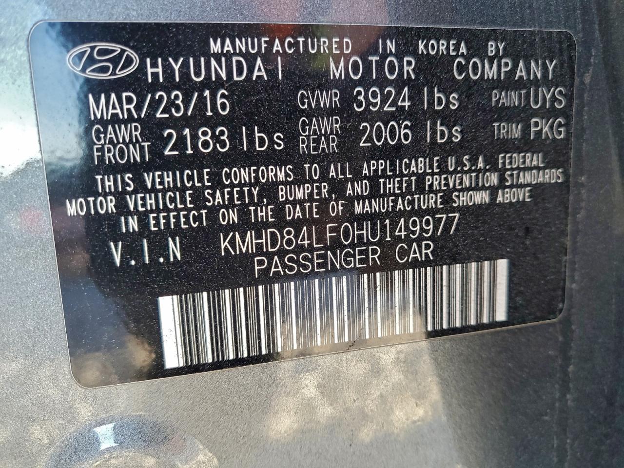 2017 HYUNDAI ELANTRA SE photo 13