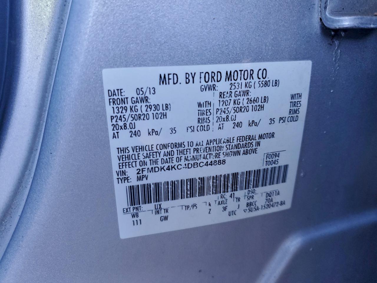 2013 FORD EDGE LIMITED photo 12