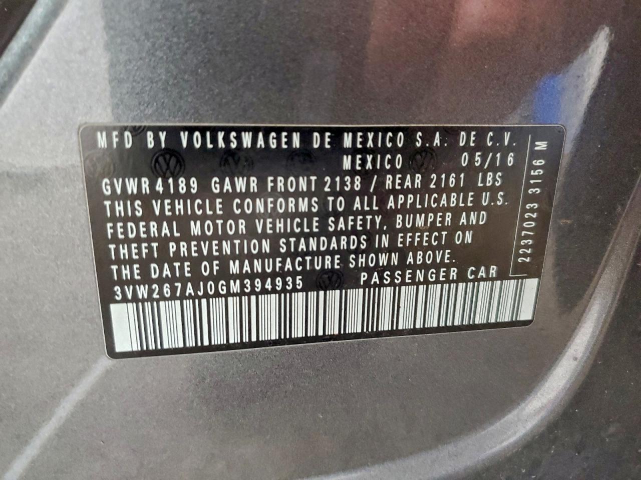 2016 VOLKSWAGEN JETTA S photo 13