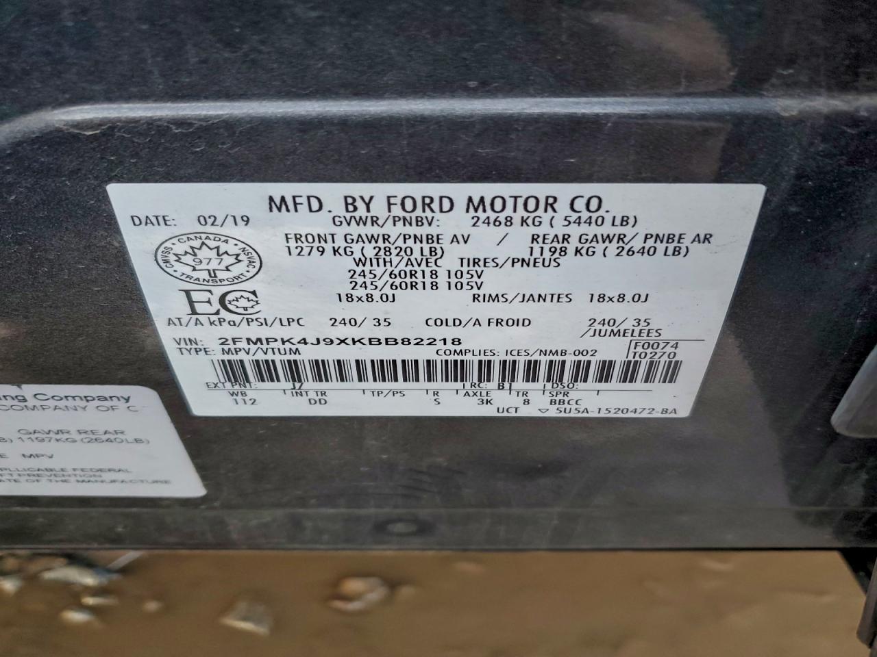 2019 FORD EDGE SEL photo 37