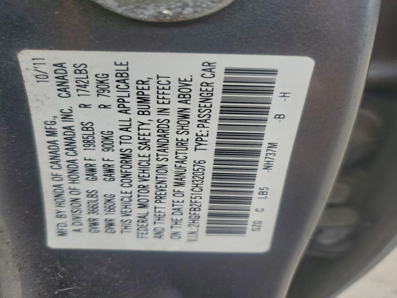 2012 HONDA CIVIC LX photo 23