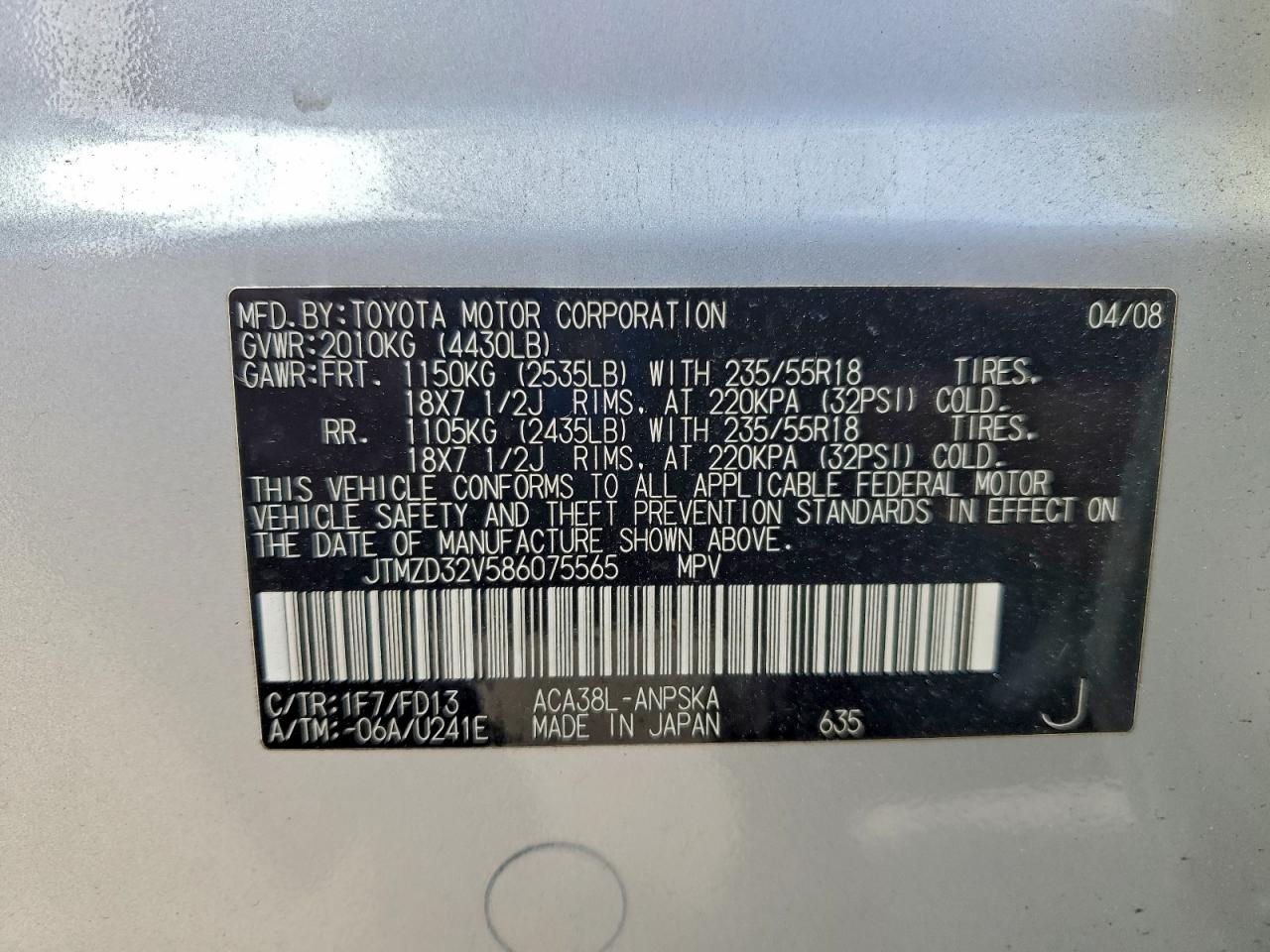2008 TOYOTA RAV4 SPORT photo 12