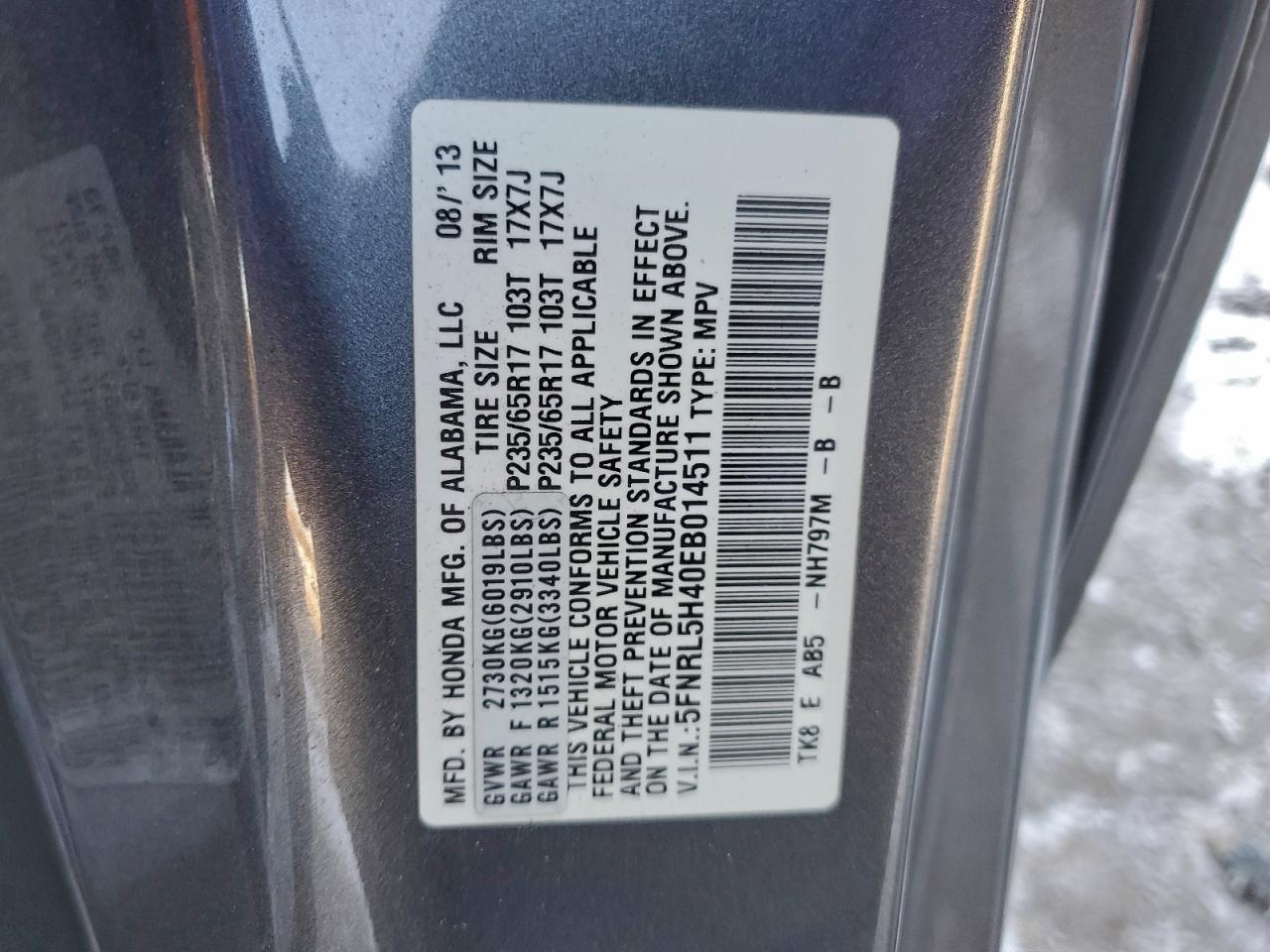 2014 HONDA ODYSSEY EX photo 25