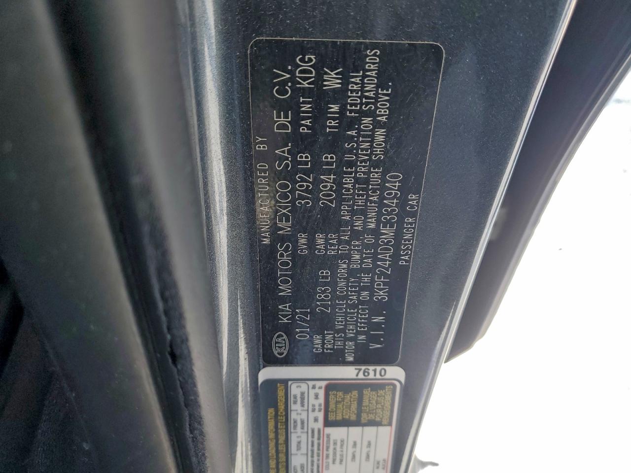 2021 KIA FORTE FE photo 23