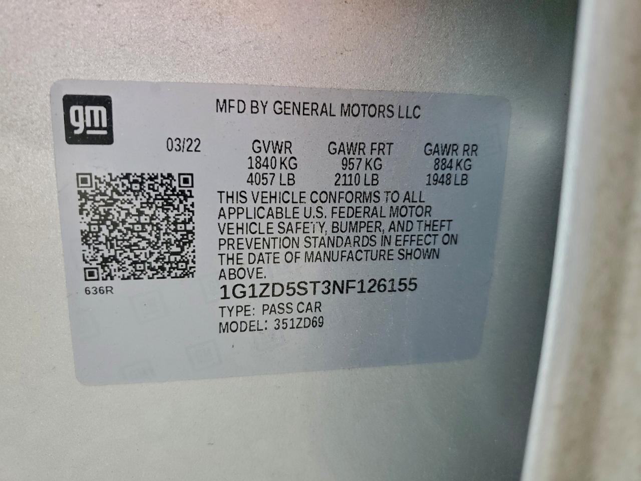 2022 CHEVROLET MALIBU LT photo 12