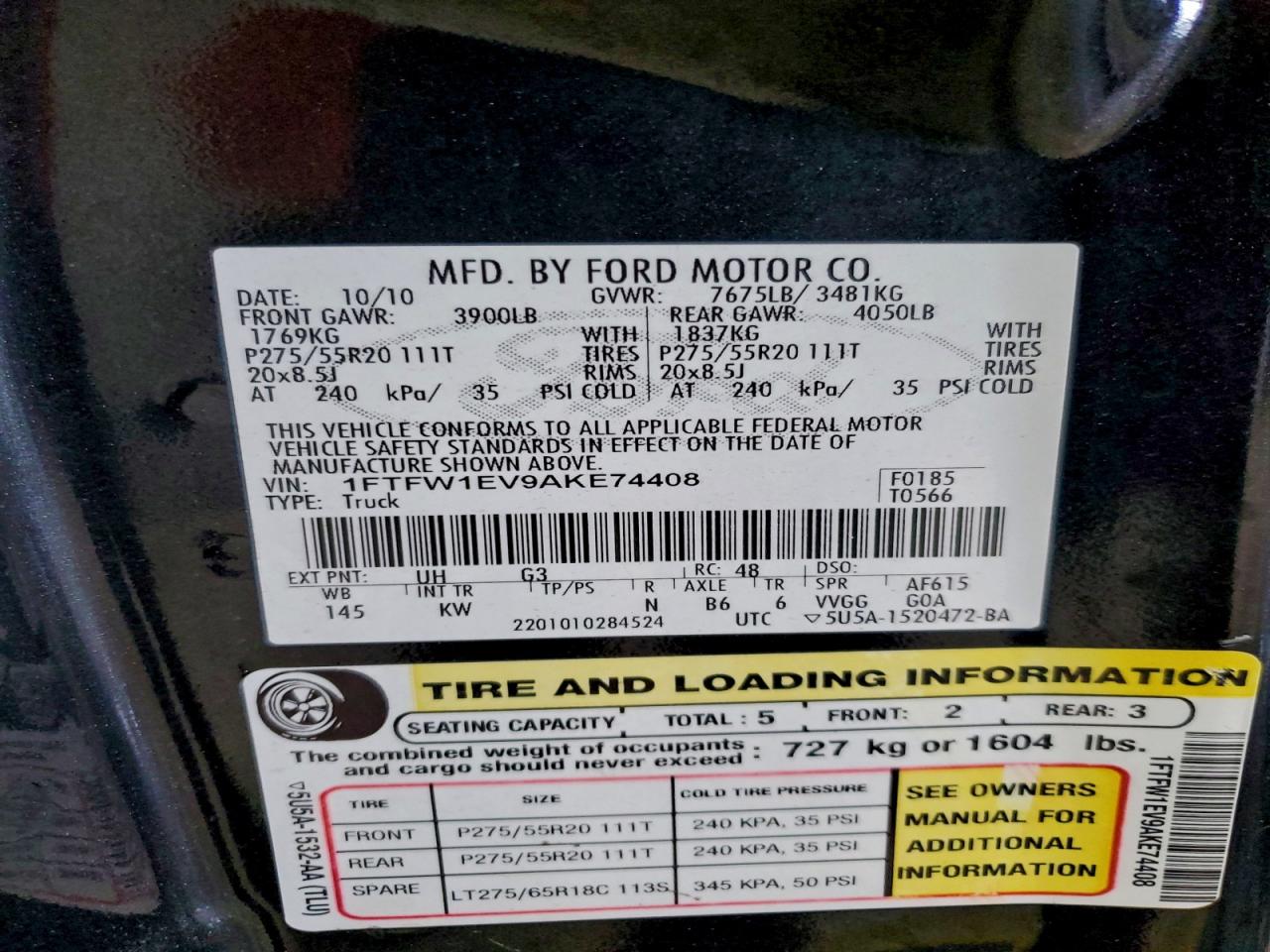 2010 FORD F150 SUPERCREW photo 12