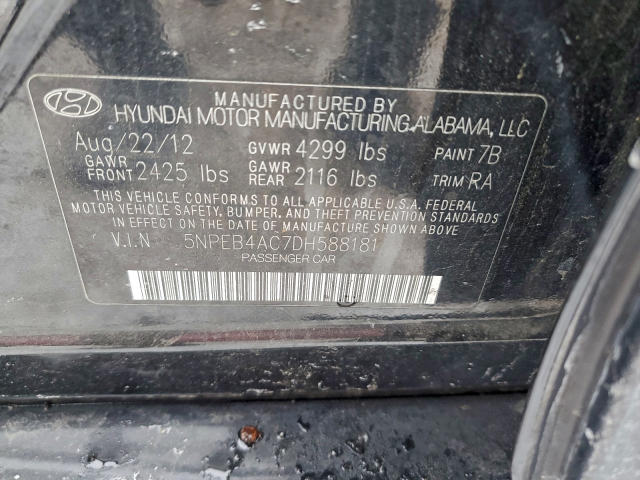 2013 HYUNDAI SONATA GLS photo 23