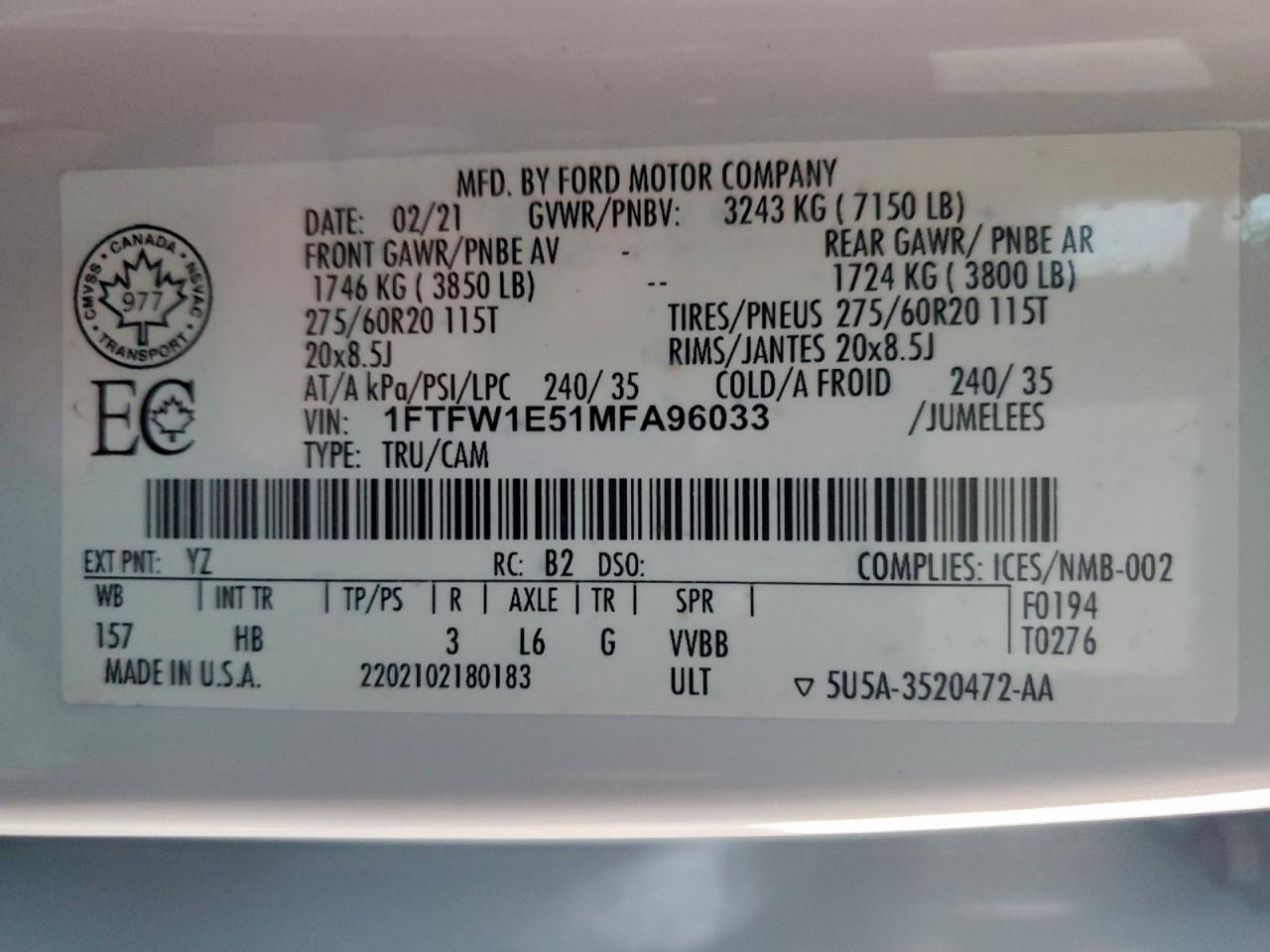 2021 FORD F150 SUPERCREW photo 37