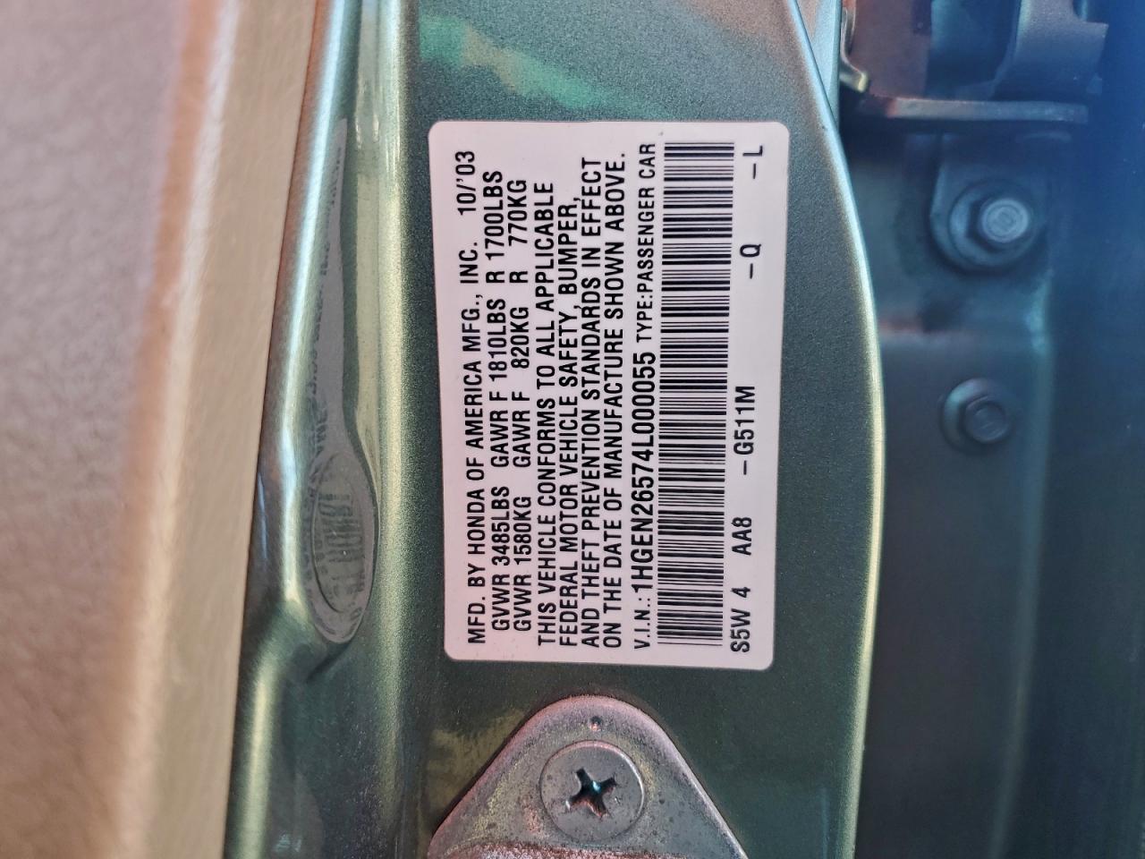 2004 HONDA CIVIC GX photo 34